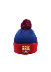  Czapka Zimowa FC Barcelona z Pomponem Herb Logo Granatowa Bordowa Akrylowa